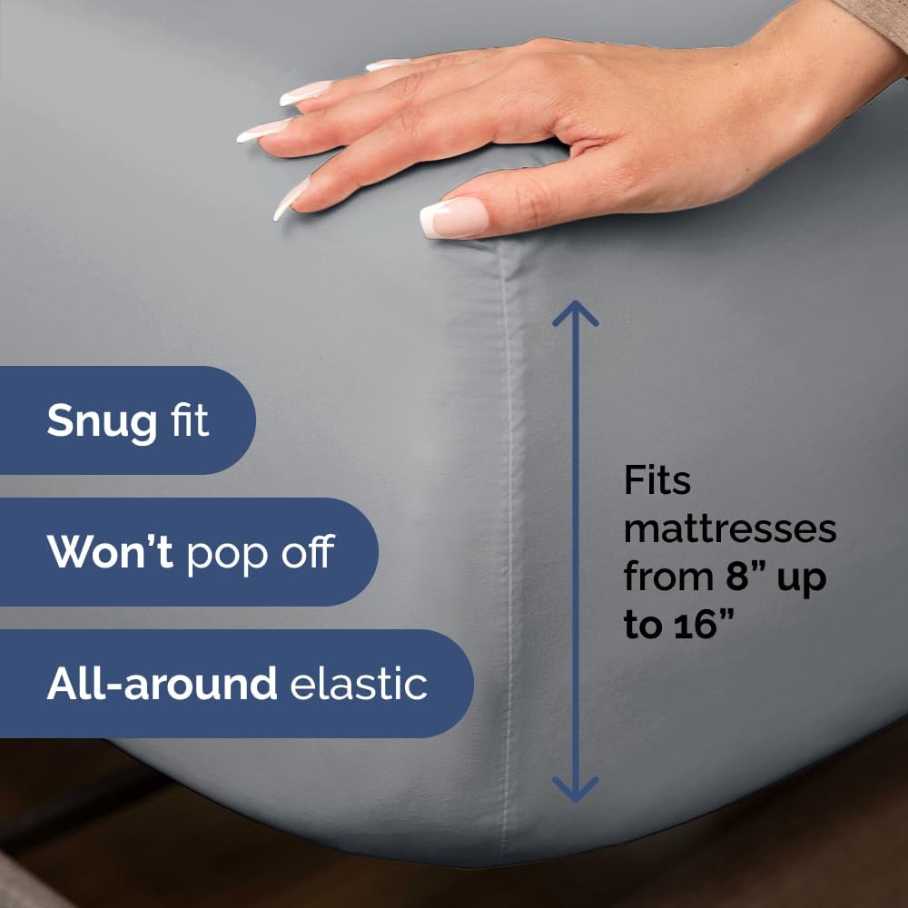 Bulk Case Pack of 12 Sheet Sets - (12) Complete Queen Size Sheet Sets with Deep Pockets - Wholesale Bulk Bedding for Hotels, Spas & Airbnbs - Breathable, Cooling & Wrinkle Free - (Queen, Steel Blue)