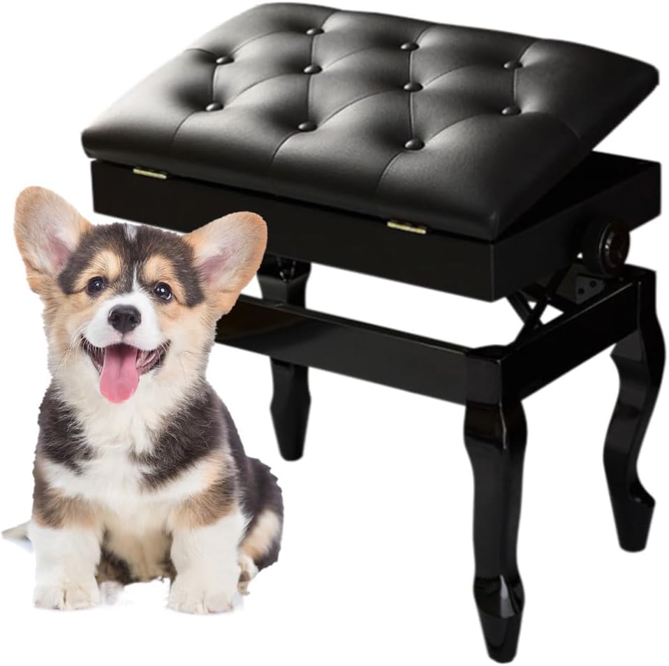 Piano Bench Piano Bench with Storage Piano Accessories Piano Bench Adjustable Height Vanity Stool Piano Bench Black Length 56cm*Width 34cm
