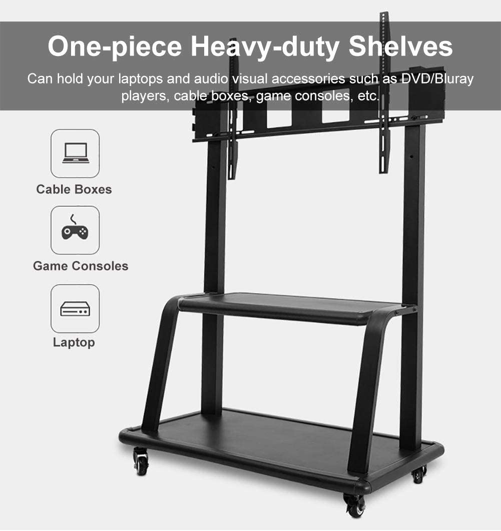 TV Stand Rolling 32 to 75 Inch Universal TV Cart with Wheels, TV Floor Stand with Tray Shelf, Height Adjustable Trolley, Max Load 120 Kg Beautiful Scenery