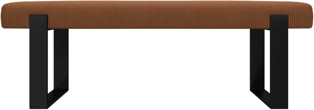 VANT Upholstered Bed Bench - Ribbed Terracotta - Matte Black - Contemporary Modern, Bedroom Bench Seat, Hallway, or Entryway