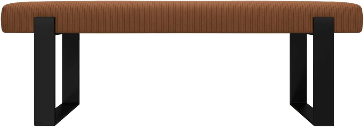 VANT Upholstered Bed Bench - Ribbed Terracotta - Matte Black - Contemporary Modern, Bedroom Bench Seat, Hallway, or Entryway