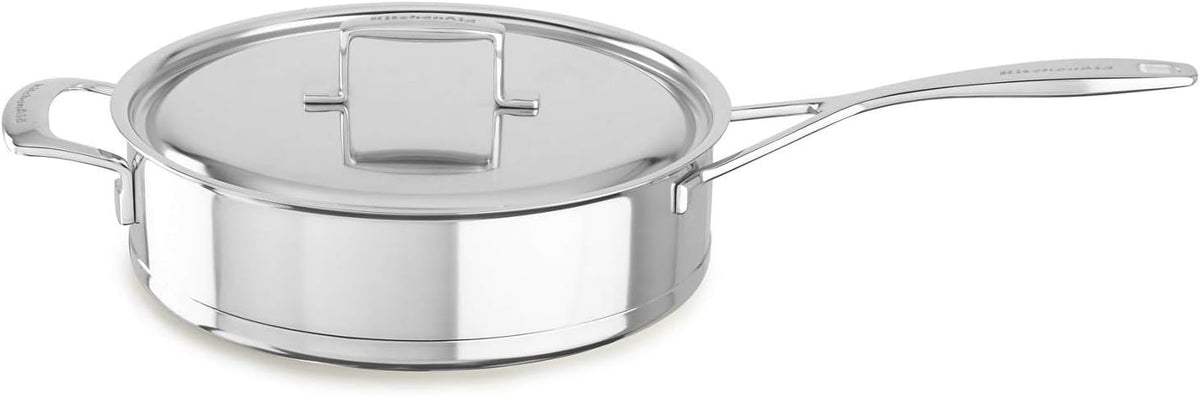 KitchenAid Professional Stainless Steel Seven-Ply 5.0-Quart Low Saute Pan with Lid