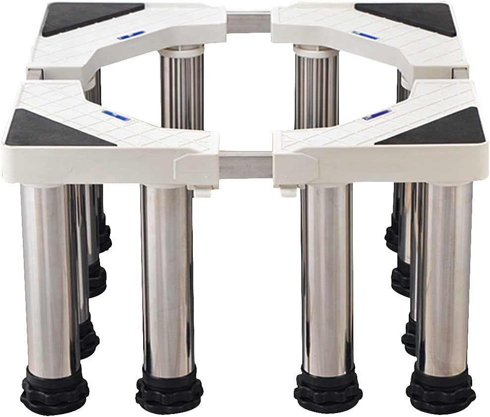 Washing Machine Stand Universal Anti-Rust Refrigerator Dryer Base Holder Bracket Adjustable Length/Width 42-68cm Heightened Stainless Steel Air Conditioner Pedestal (12legs