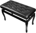 Deluxe Faux Leather Piano Bench with Solid Wood Construction 76 X 35 X 49Cm Perfect for Home and Professional Use Black/Brown Keyboard Bench/Vanity Stool,Black