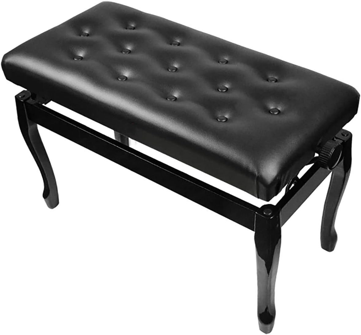 Deluxe Faux Leather Piano Bench with Solid Wood Construction 76 X 35 X 49Cm Perfect for Home and Professional Use Black/Brown Keyboard Bench/Vanity Stool,Black