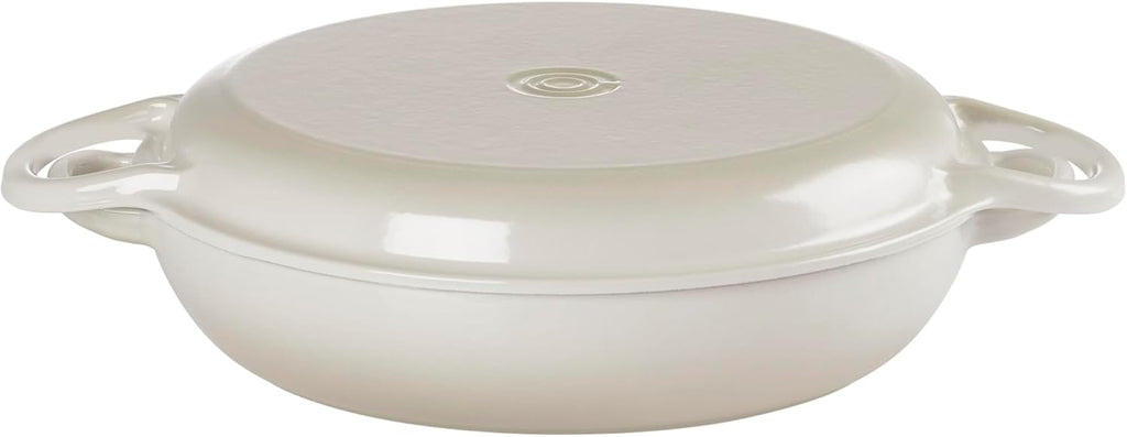 Le Creuset Enameled Cast Iron Multifunction Braiser with Grill Pan Lid, 3.5 qt., Meringue