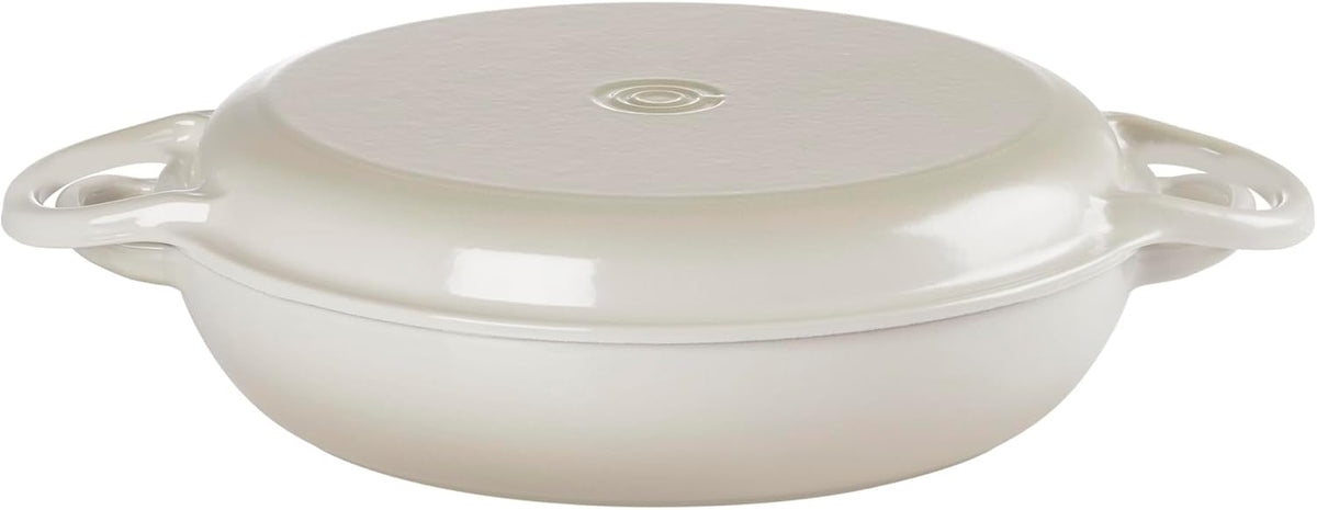 Le Creuset Enameled Cast Iron Multifunction Braiser with Grill Pan Lid, 3.5 qt., Meringue