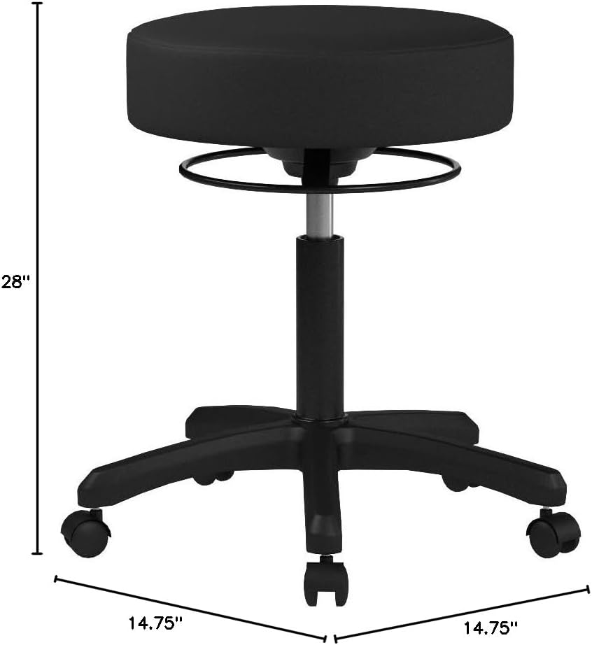 Perch Life Height Adjustable Stool | Desk Height 18-23' | Black Vinyl