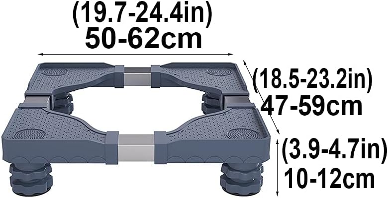 Washing Machine Base Universal Adjustable Refrigerator Holder Bracket Length 50-62cm Width 47-59cm Washer Pedestals & Frames Stent for Dishwasher ice Maker (Grey)