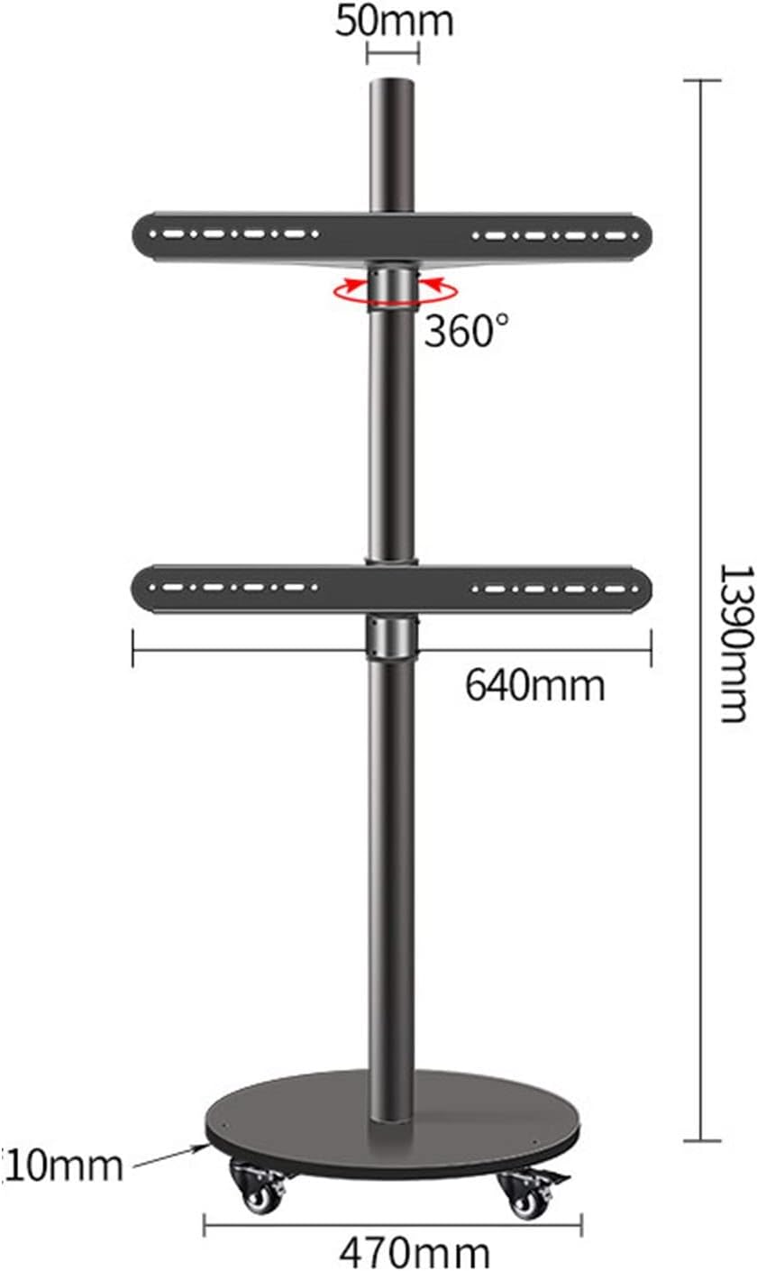 Mobile TV Cart on Wheels - Mobile Stand - Universal TV Floor Stand, Portable Floor TV Stand Holds, for 37-75 Inch LED Flat Screen, Up to 45kg (H1390mm)