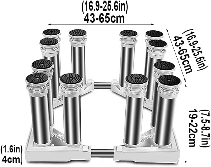Adjustable Washing Machine Base Washing Machine Stand Universal Anti-Rust Heavy Duty Dryer Base Holder Bracket Length/Width 43-65cm Stand for Fridge, Air Conditioner, Dishwash