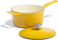 Made In Cookware - 2 Quart Enameled Cast Iron Saucepan with Lid - Marigold Yellow - Hand-Enameled Cast Iron - Professional Cookware - Crafted in France - Induction Compatible