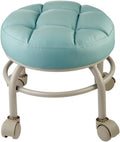 Heavy-Duty Low Roller Stool with 360° Swivel Wheels, 660-lb Load Capacity, Low-Height Short Rolling Stool Seat, PU Leather Small Mechanic Chair, Rolling Stools for Garage, Shop, Libra Blue