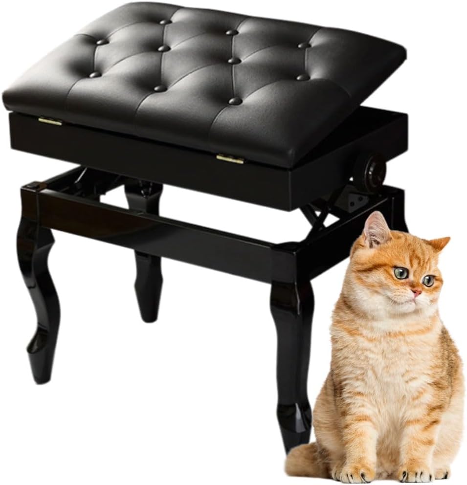 Piano Bench with Storage Piano Accessories Piano Bench Adjustable Height Vanity Stool Duet Piano Bench Black Length 56cm*Width 34cm