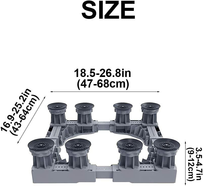 Adjustable Washing Machine Base Washing Machine Stand Base Base Heightening Adjustable Fridge zer Base Stand L:47-68cm Washing Machine Stand Universal Dryer Base Tray Hold