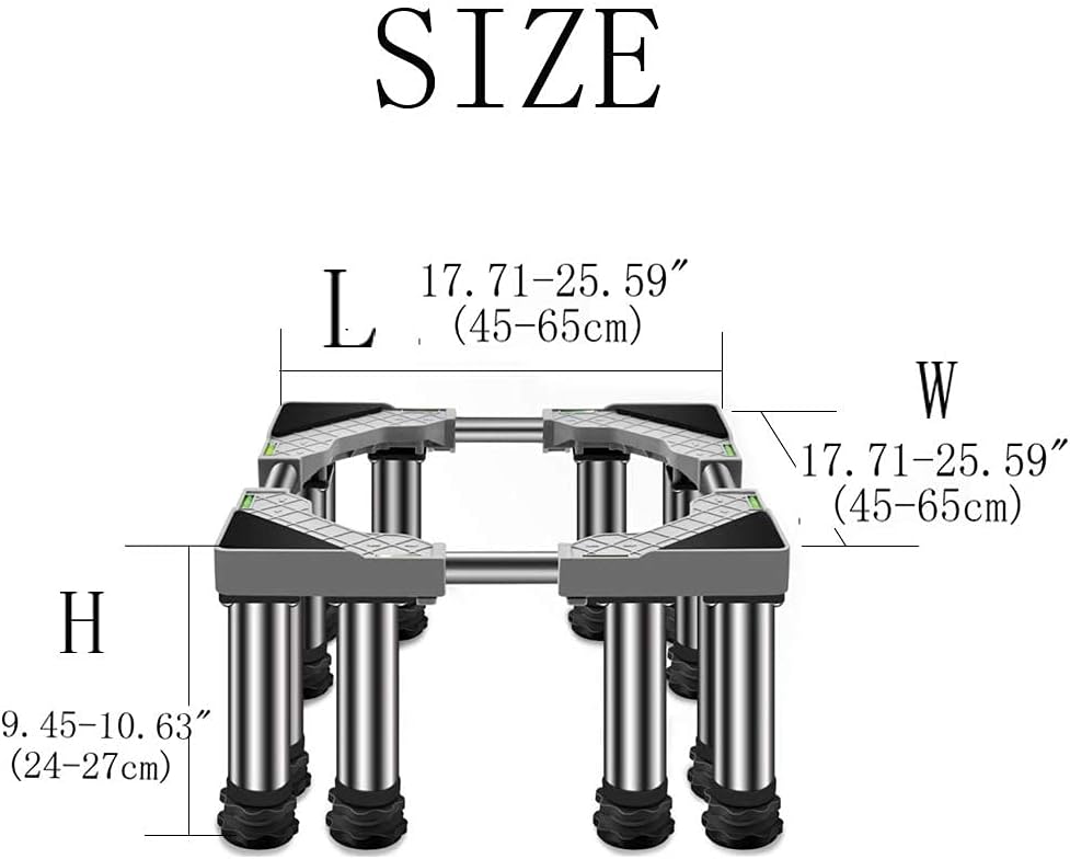 Adjustable Washing Machine Base Stand Height 14-17cm Universal with 4/8/12 Legs Adjustable Fridge Stand Length/Width 45-65cm Dishwasher Base Durable for Vertical Air C (12legs