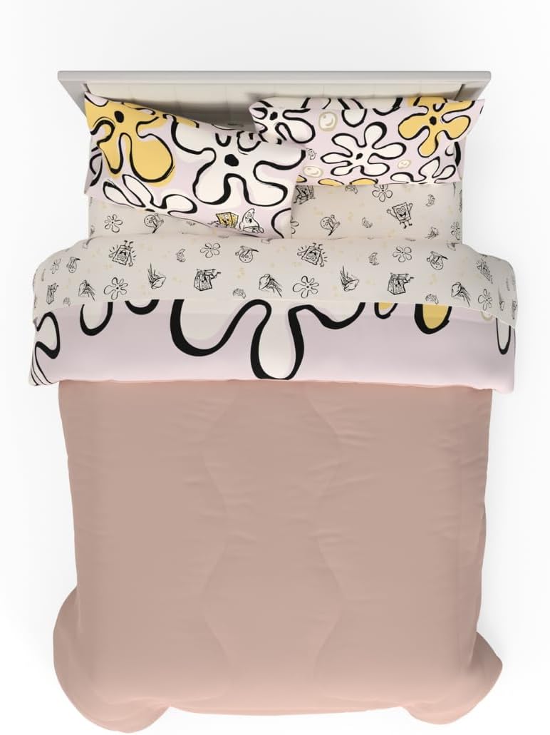 Collectibles Spongebob Squarepants Jellyfish Recycled Bedding 7 Piece Super Soft Reversible Comforter and Sheet Set, Full, (100% Official Licensed Product) by Franco
