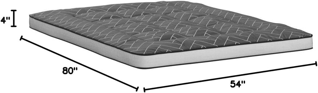 MAXYOYO Black Geometric Pattern Futon Mattress, Japanese Floor Mattress Quilted Mattress Topper, Extra Thick Folding Sleeping Pad Breathable Floor Lounger Guest Couch for Camping, Full