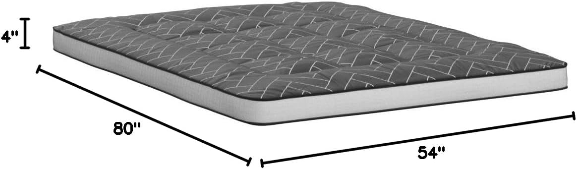MAXYOYO Black Geometric Pattern Futon Mattress, Japanese Floor Mattress Quilted Mattress Topper, Extra Thick Folding Sleeping Pad Breathable Floor Lounger Guest Couch for Camping, Full