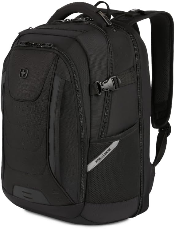 SwissGear Travel Tech Pro Laptop Backpack – Fits Laptops up to 16' – ScanSmart TSA-Friendly Backpack with Multiple Organizer Pockets – Black