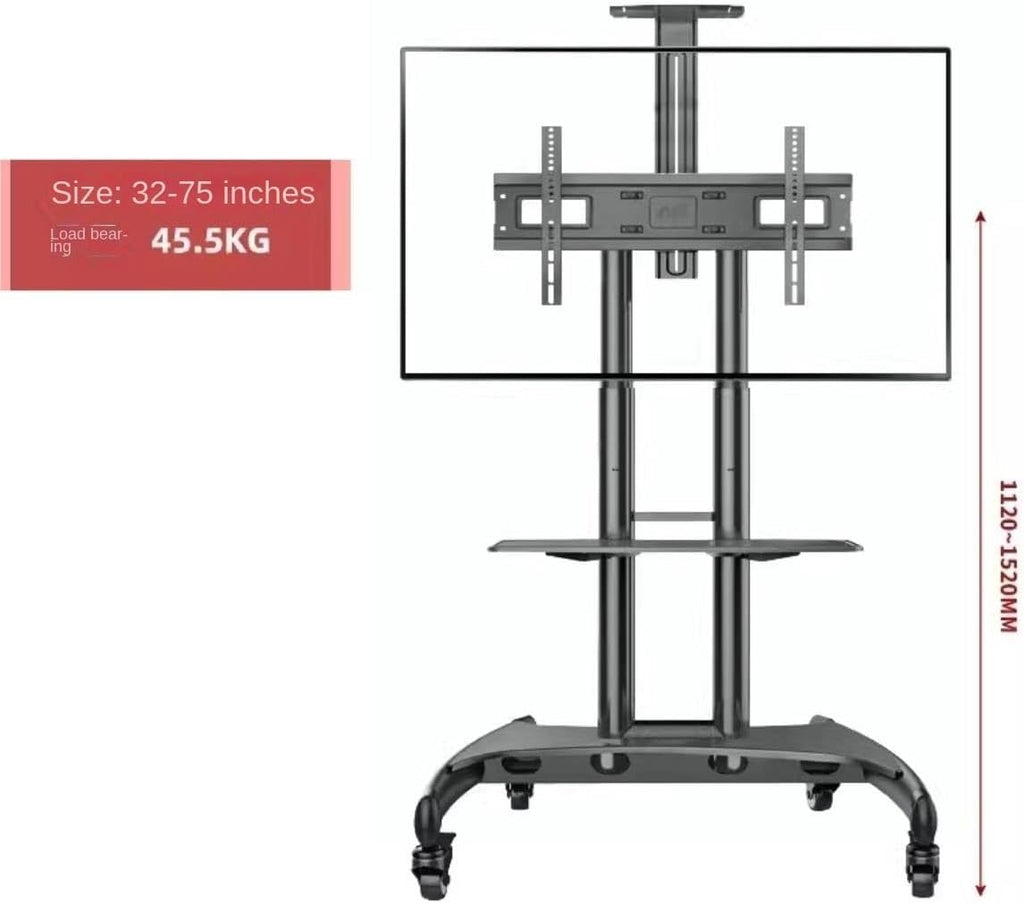 Free Standing Tv Stand Rolling TV Cart for 32-75 Inch Screens Holds Up to 100 Lbs, Height Adjustable Mobile TV Stand with Lockable Wheels Floor Standing Tv Stand