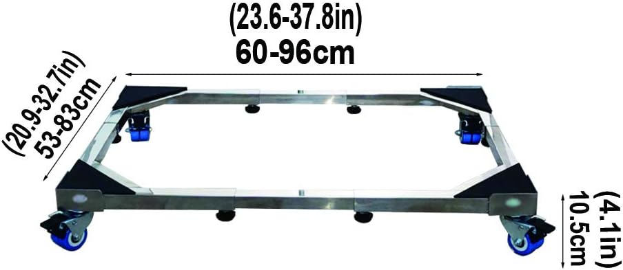 Universal Base Fridge Stand Washing Machine zer Wheels Heavy Duty Movable with 4×2 Locking Rubber Swivel Wheels Washing Machine Holder Bracket for Double Door Cooler, (A 4