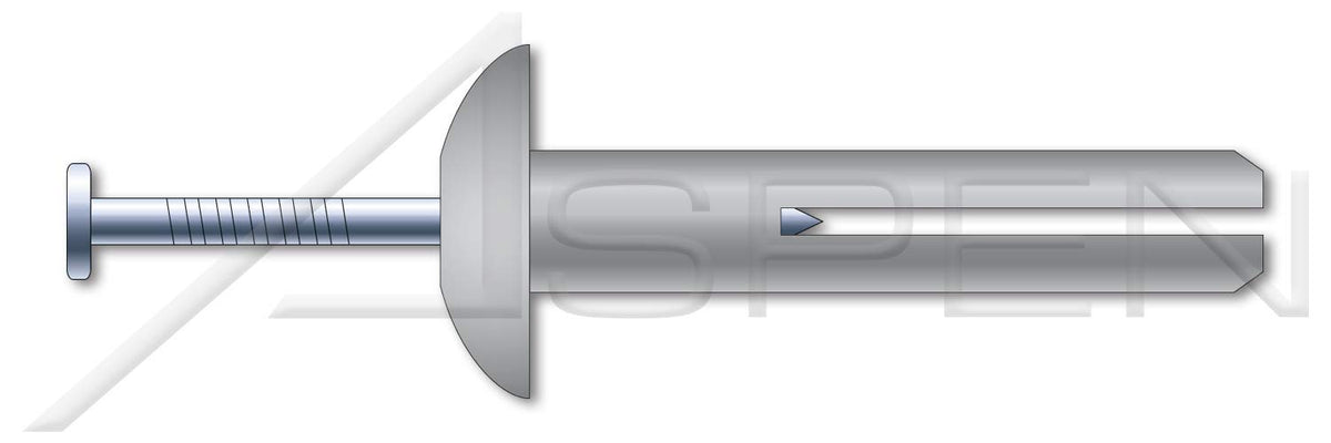 (100 pcs) 1/4' X 1-1/2', Hammer Drive Anchors, Mushroom Head, Zinc Zamac Body/Steel Pin