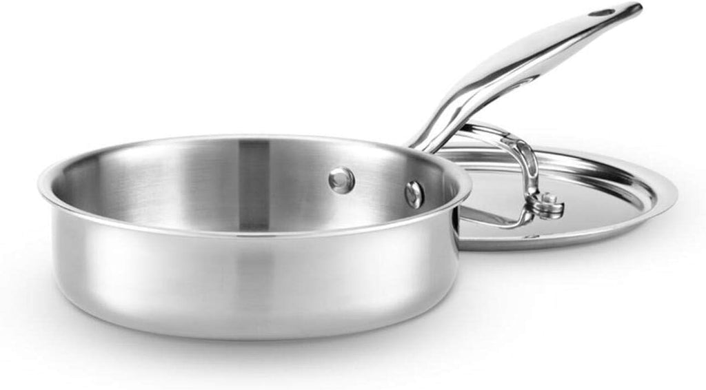 Heritage Steel 1.5 Quart Sauté Pan with Lid - Titanium Strengthened 316Ti Stainless Steel with 5-Ply Construction - Induction-Ready and Fully Clad, Made in USA