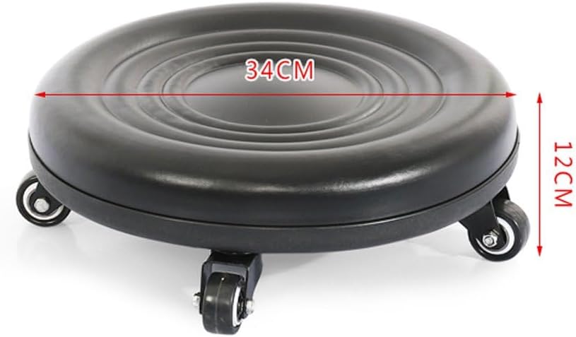 Heavy-Duty Low Roller Stool with 360° Swivel Wheels, Ottoman Footstool, Low-Height Short Rolling Stool Seat, PU Leather Small Mechanic Chair, Rolling Stools for Garage, Shop, Library Orange