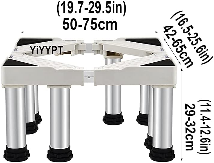 Multi-Functional Ajustable Base Stand Washing Machine Refrigerator Stand Pedestal Length 50-75cm Dryer Stand Universal Base Fridge Stand Height 29-32cm for cookers Dishwasher