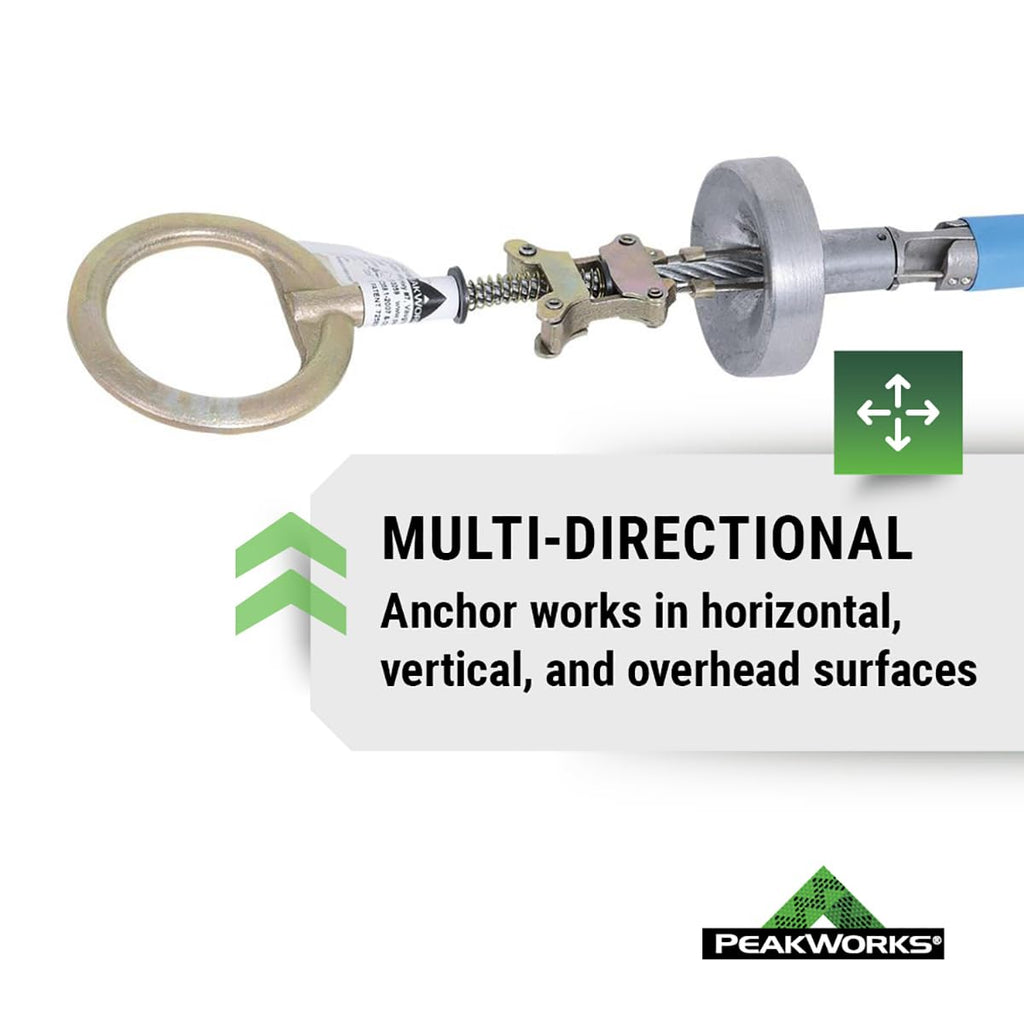 Peakworks Temporary Reusable Drop-In Anchor for Concrete - Industrial, Construction, Roofing Fall Protection - ANSI & OSHA Compliant - 3/4' (19 mm)