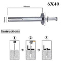 Stainless Steel Expansion Sleeve Anchor Screw Bolts,Expansion Bolts M6 Anchor Concrete Ceiling Hammer Drive Anchors Point Roofing TV Stand 6mm Wall Plug F (Color : 6x50) (6x50 One Size)