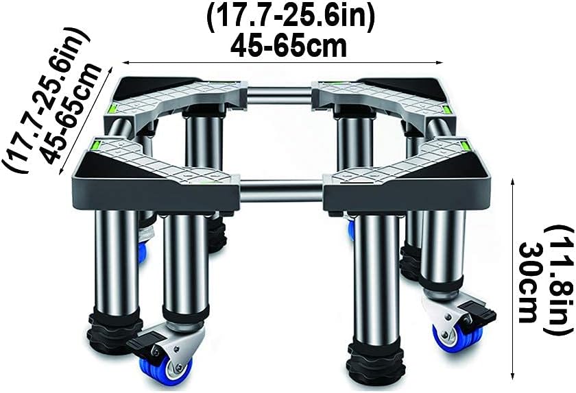 Adjustable Washing Machine Base Washing Machine Stand Base Universal Appliance Wheels Adjustable Fridge zer Trolley 45-65cm Telescopic Furniture Stand Base Multi-Functiona