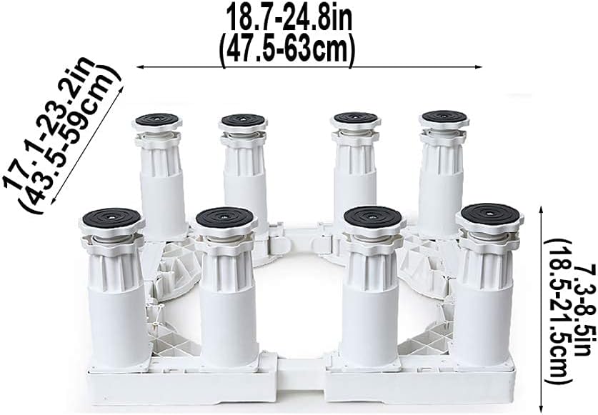 Adjustable Washing Machine Base Washing Machine Stand Base Upgraded Washing Machine Stand Universal Appliance Stand 18.5-21.5cm Adjustable Fridge zer Base Bracket for Drye