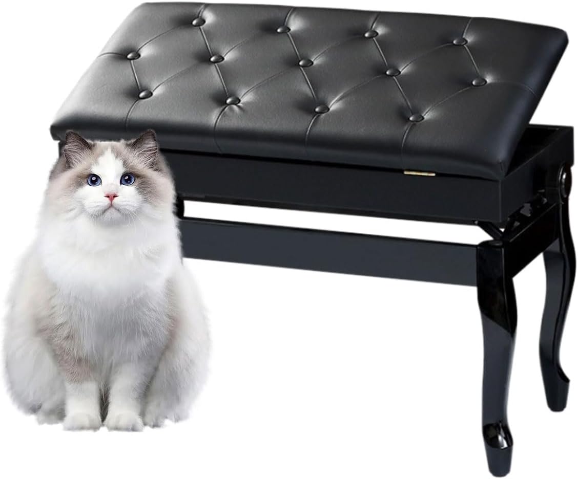 Piano Bench Piano Bench with Storage Piano Accessories Piano Bench Adjustable Height Vanity Stool Piano Bench Black Length 72cm*Width 34cm