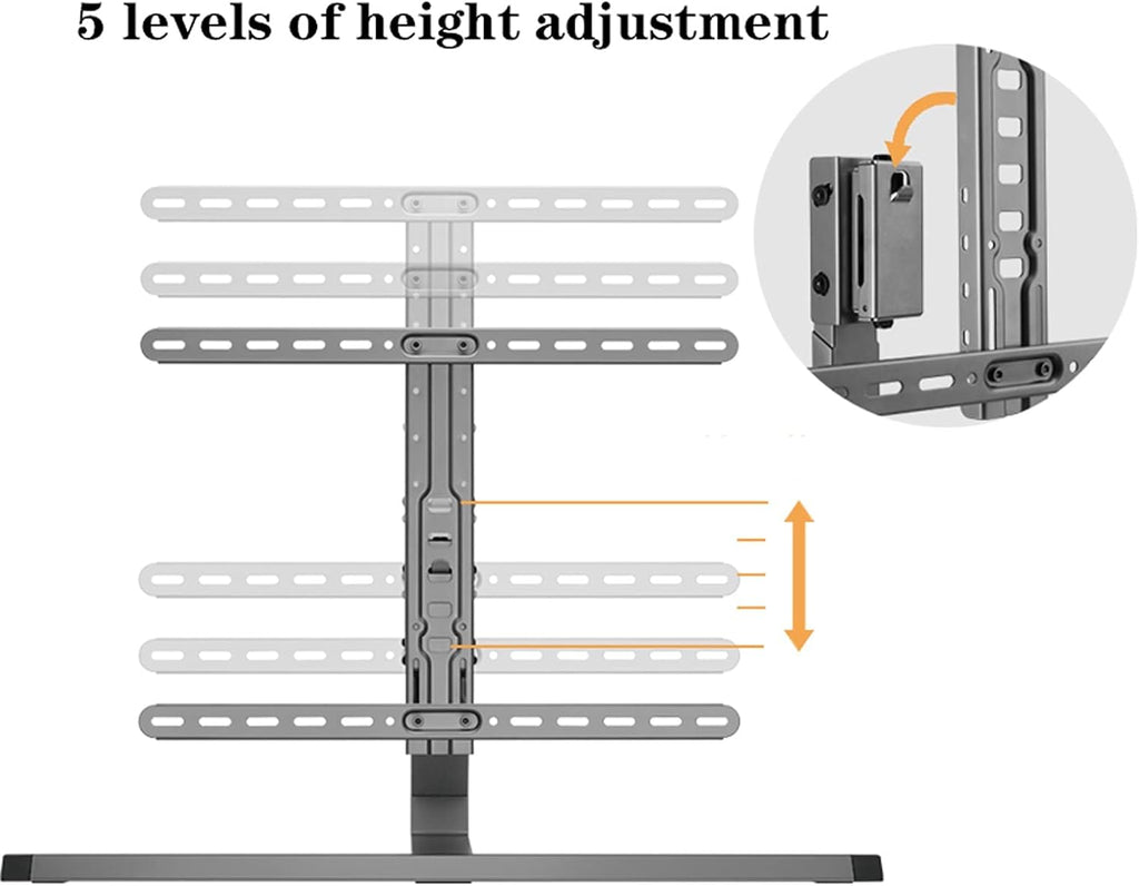 Universal TV Stand TV Stand Base LCD TV Universal Base Height-Adjustable Desktop Stand ±35°Rotating Desktop TV Mount Base for Most 37-75 Inch Flat Screen TVs, Supports Up to 77lbs,Yellow-A
