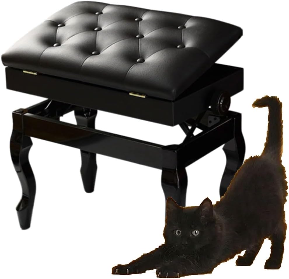 Piano Bench Piano Bench with Storage Piano Accessories Piano Bench Adjustable Height Vanity Stool Piano Bench Black Length 56cm*Width 34cm