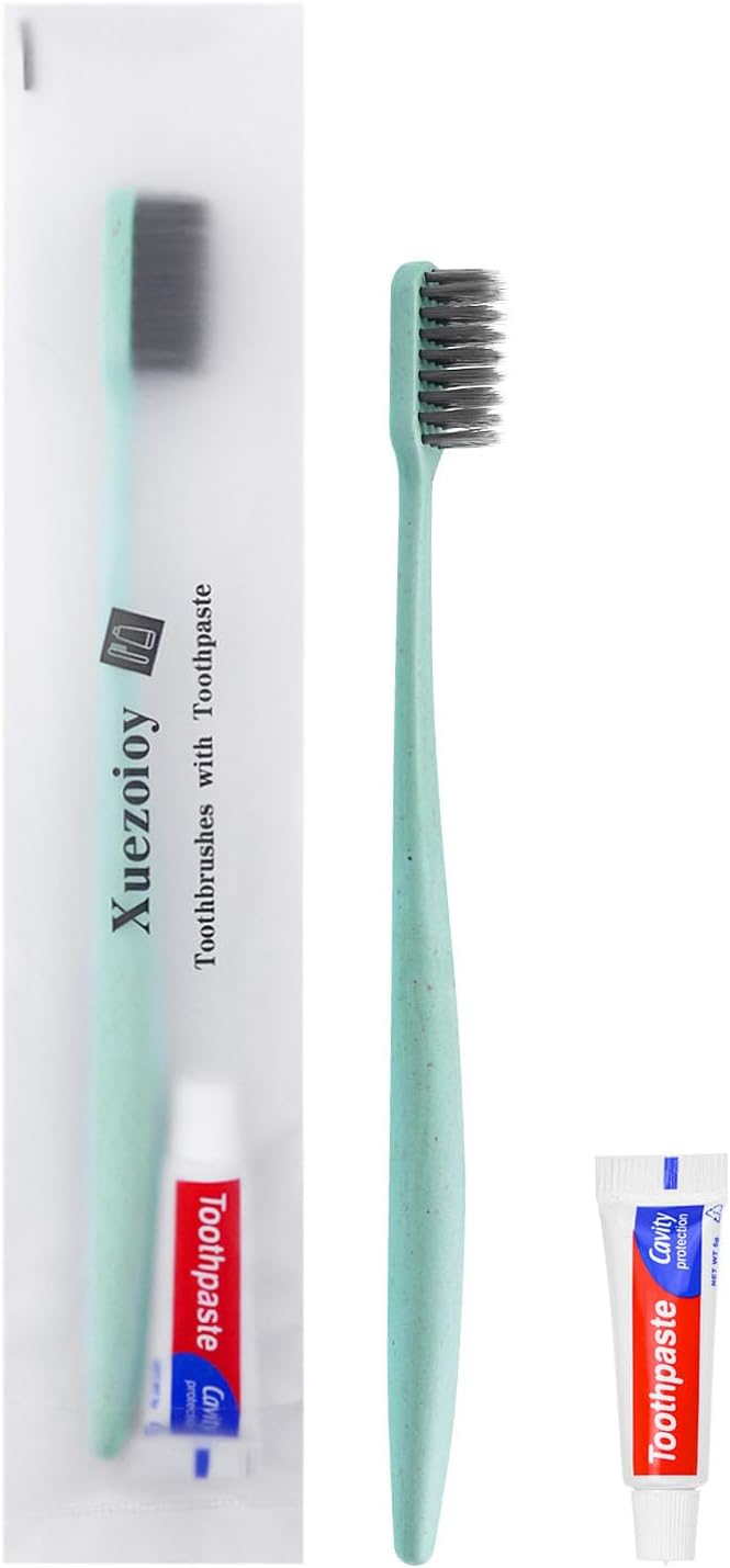 Disposable Toothbrushes with Toothpaste,1000 Pack Green Individually Wrapped Disposable Travel Toothbrushes Kit in Bulk for Homeless,Nursing Home,Hotel,Charity