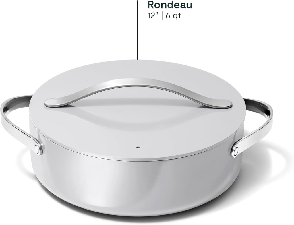 Caraway Rondeau - 6 Qt Non-Stick Pan with Lid - Free From Forever Chemicals - Perfect for Searing, Braising, & Roasting - Gray