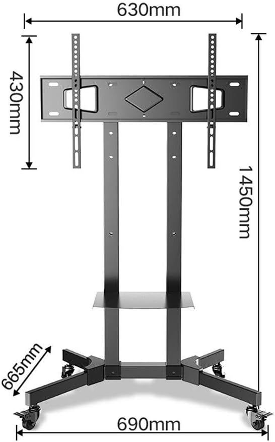 Mobile TV Cart, with Wheels Portable Floor Stand Rolling for 32'-65' LCD Led Flat Screen Curved TVs, Height Adjustable Black TV Stand Beautiful Scenery