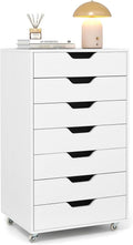 Giantex Drawers Cabinet Mobile Lateral Filing Organizer with 7 Drawers and Wheels Mobile Side Cabinet Chest for Home Office Storage Use 7-Drawer Dresser (19' x 16' x 34.5', White)