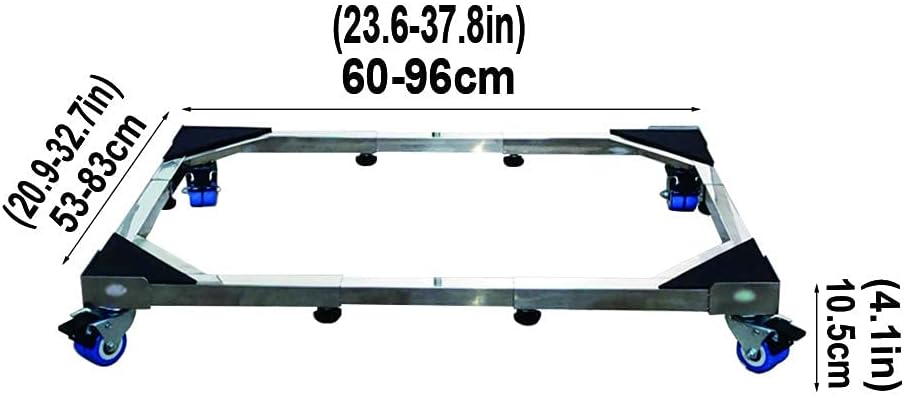 Adjustable Washing Machine Base Fridge zer Wheels Heavy Duty Universal Fridge zer Trolley Width 53-83cm Washing Machine Base Stand Movable Dryer and Base Bracket Doubl