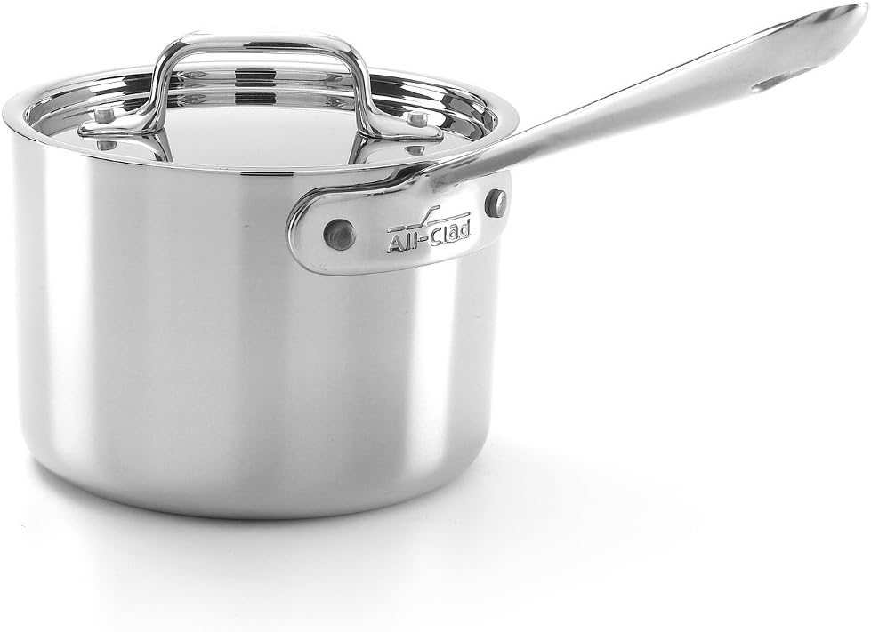 All-Clad D5® Stainless Steel Core 2 Quart Suacepan with Lid - Made in the USA - The Upgrade for Supremely Even Heat- Oven Safe & Induction Compatible Cookware
