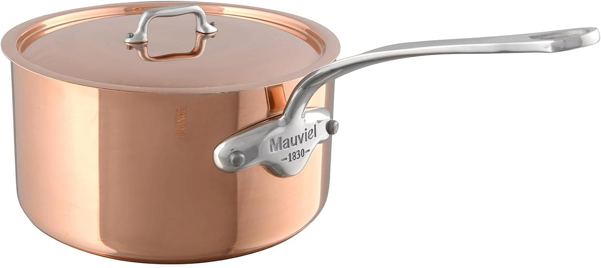 Mauviel M'3 S Copper Sauce Pan With Lid, Cast Stainless Steel Handle, 1.8-Qt, Made In France