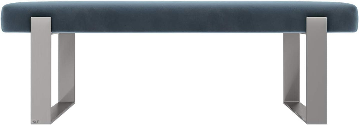 VANT Upholstered Bed Bench - Velvet Peacock Blue- Brushed Nickel - Contemporary Modern, Bedroom Bench Seat, Hallway, or Entryway