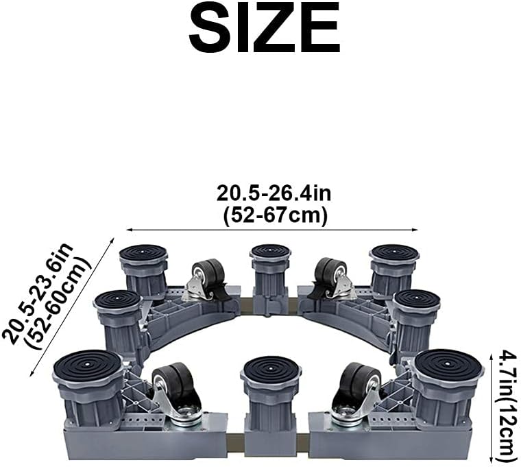 Adjustable Washing Machine Base Washing Machine Stand Base Tumble Dryer Stand Trolley Heavy Duty Universal Fridge zer Wheels Adjustable 52-67cm Stent Washing Machine Mobil