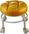 Heavy-Duty Low Roller Stool with 360° Swivel Wheels, 660-lb Load Capacity, Low-Height Short Rolling Stool Seat, PU Leather Small Mechanic Chair, Rolling Stools for Garage, Shop, Libra Gold