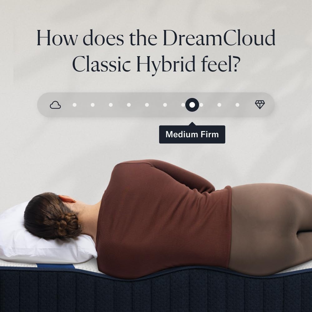DreamCloud Classic 12' California King Mattress - Luxury Hybrid Gel Memory Foam - 365 Night Trial - Back Pain Relief - Fiberglass Free - Forever Warranty - Mattress in a Box - CertiPUR-US Certified
