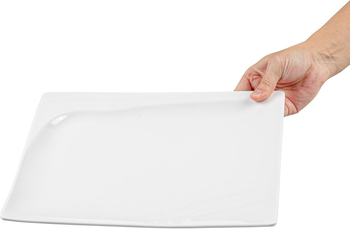 Restaurantware Voga 12 x 12 Inch Serving Plates 10 Square Pasta Plates - Premium Top-Rack DIshwashable White Melamine Serving Platters Serve Appetizers Or Desserts For All Occasions