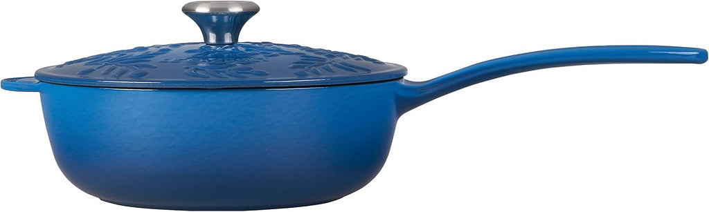 Le Creuset Olive Branch Collection Enameled Cast Iron Saucier, 2.25 qt., Marseille with Embossed Lid